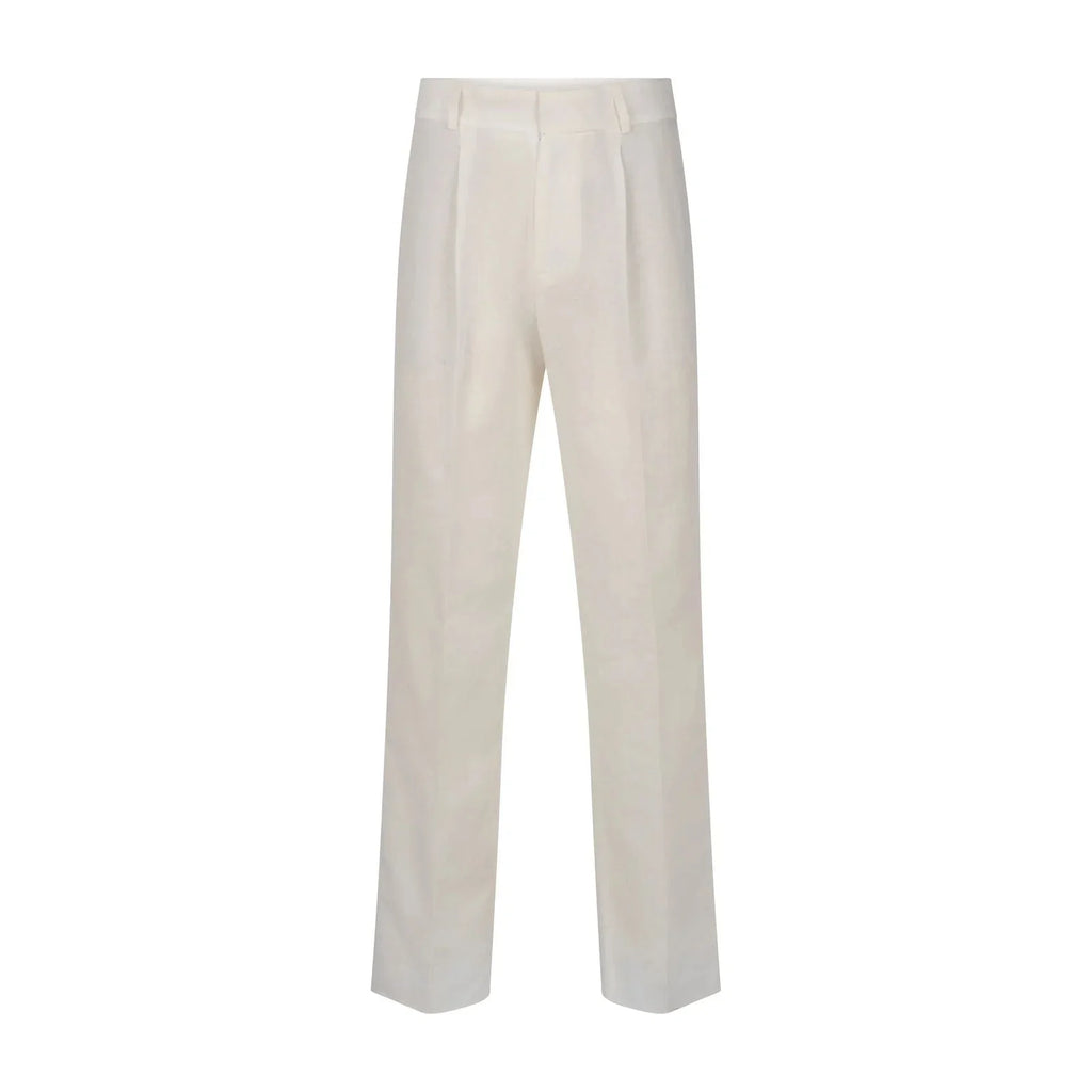 Pantalon à pinces en lin blanc – Made in France