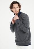 Pull col V homme en cachemire gris anthracite - LUKE 11
