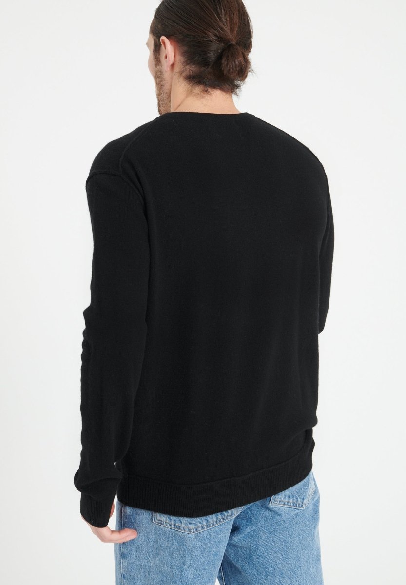 Pull col V homme en cachemire noir - LUKE 11