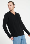 Pull col V homme en cachemire noir - LUKE 11