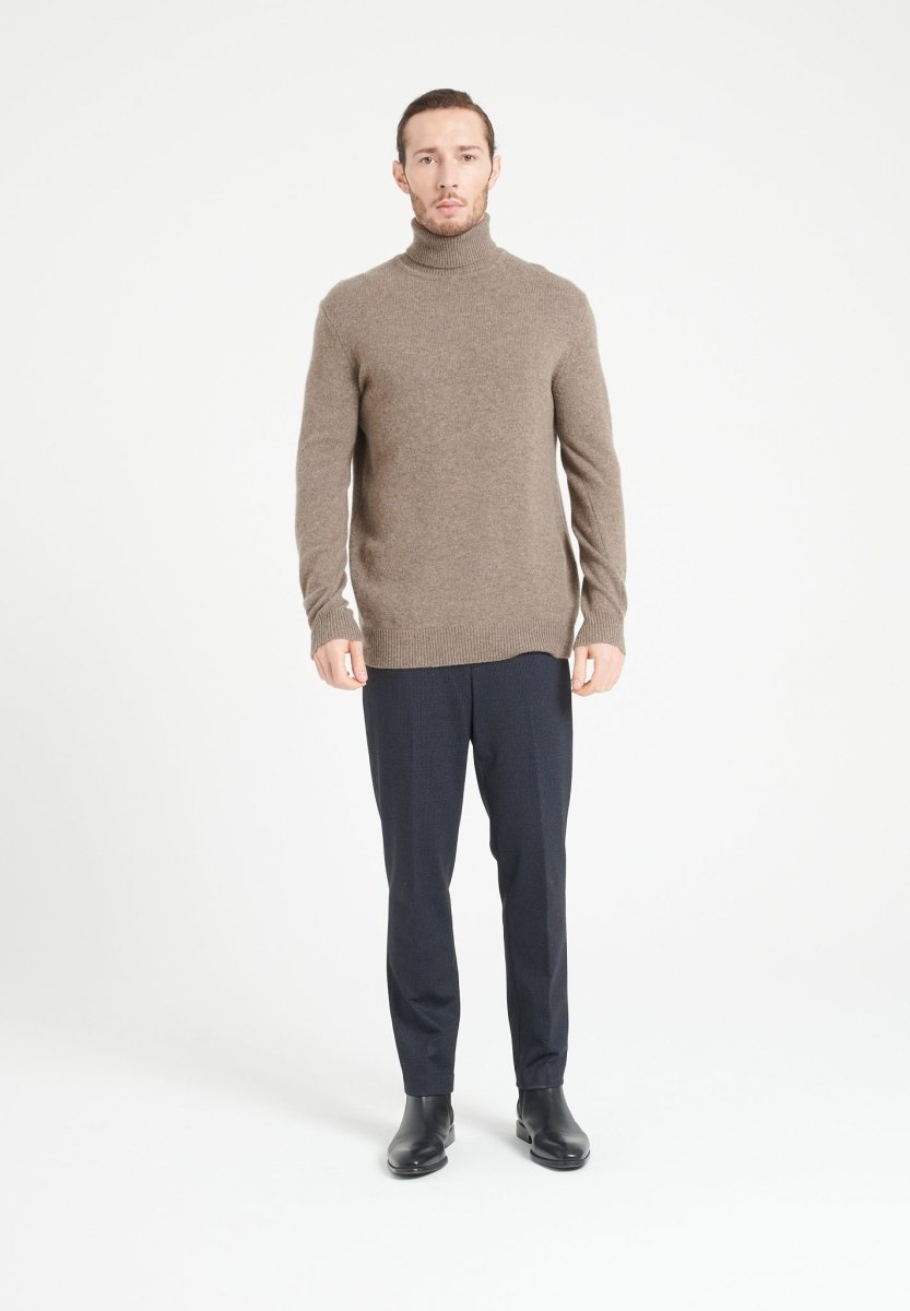 Pull col roulé homme en cachemire 4 fils taupe - LUKE 15