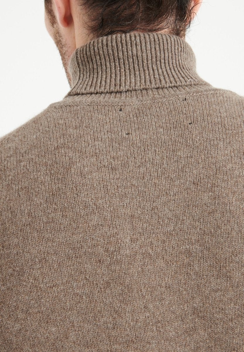 Pull col roulé homme en cachemire 4 fils taupe - LUKE 15