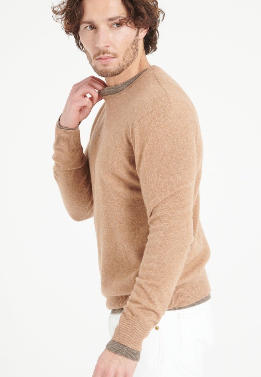 Pull col rond homme en cachemire camel - LUKE 2