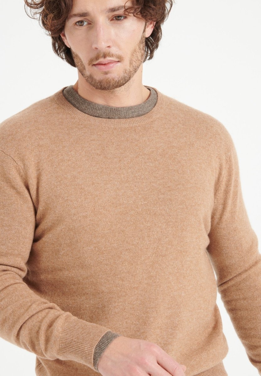 Pull col rond homme en cachemire camel - LUKE 2
