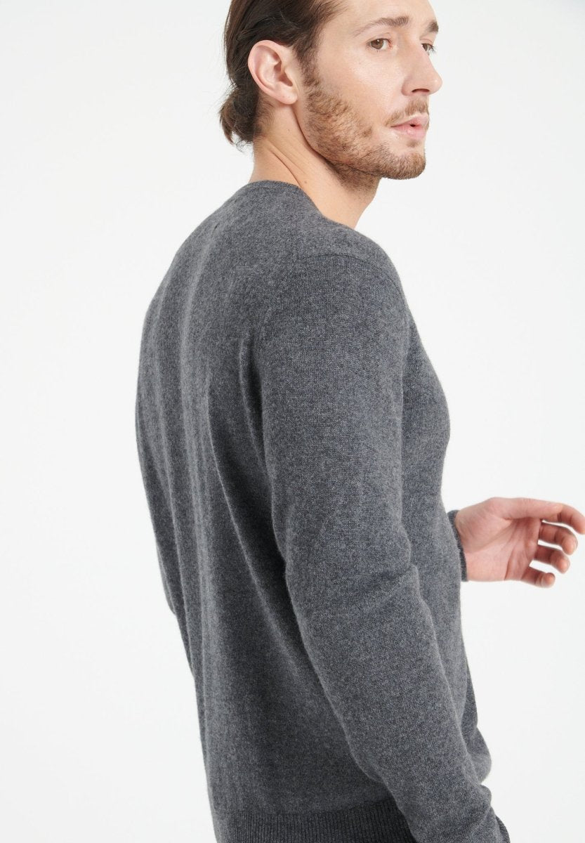 Pull col rond homme en cachemire gris anthracite - LUKE 2