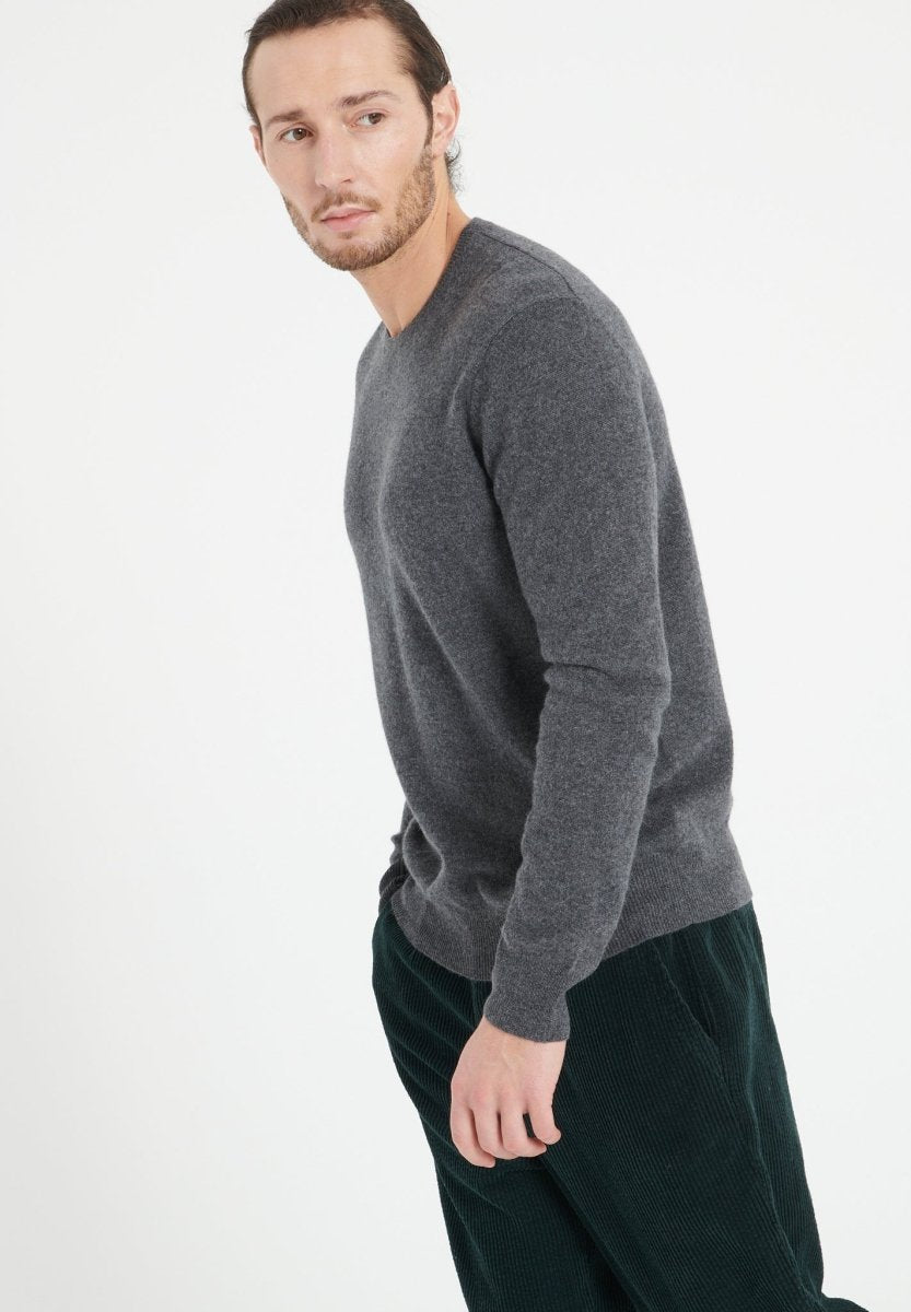 Pull col rond homme en cachemire gris anthracite - LUKE 2