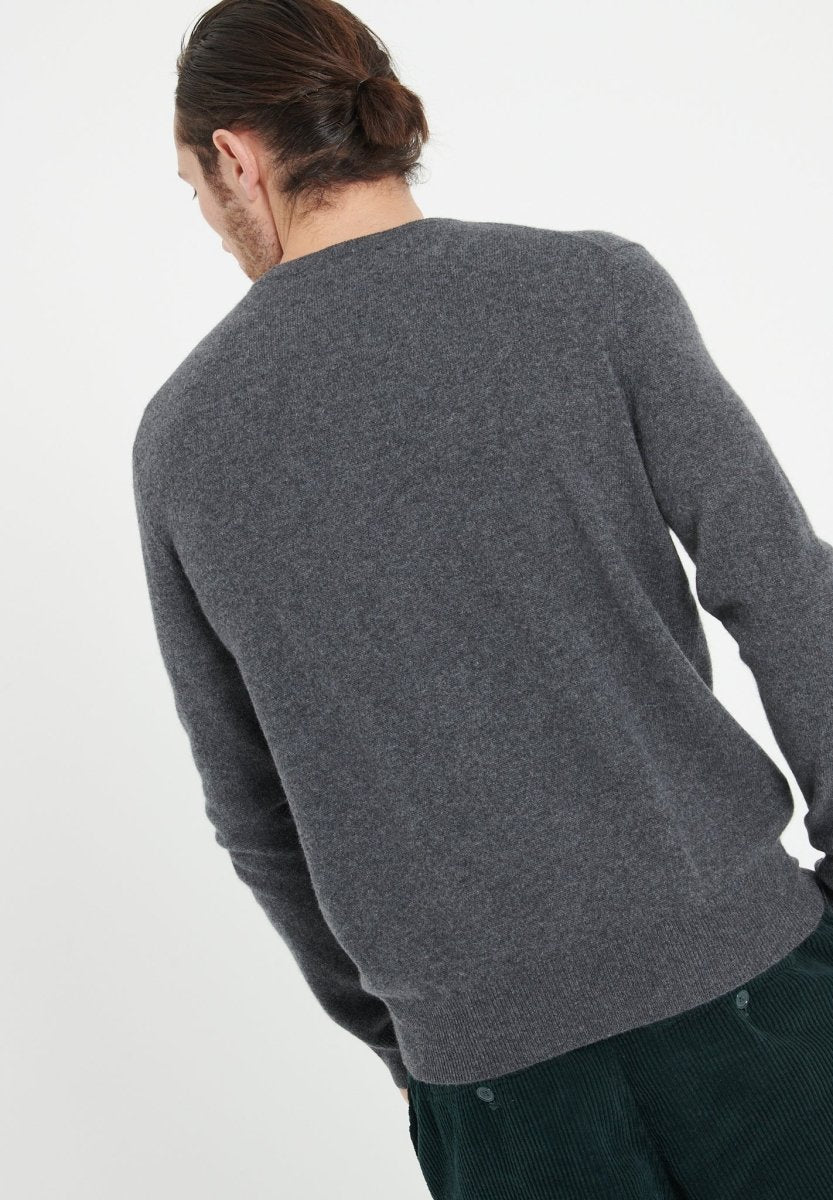 Pull col rond homme en cachemire gris anthracite - LUKE 2