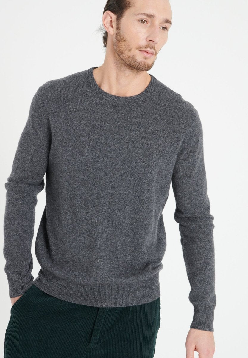 Pull col rond homme en cachemire gris anthracite - LUKE 2