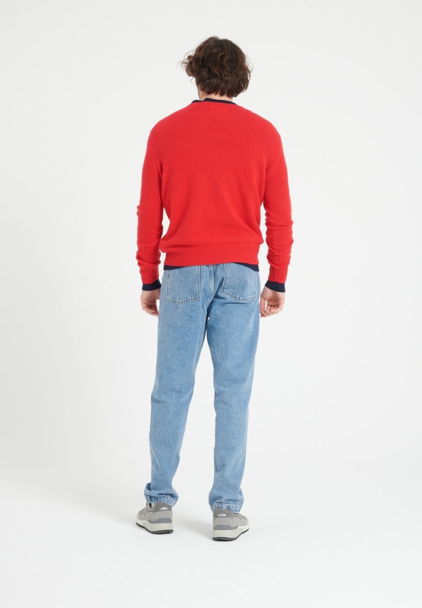 Pull col rond homme en cachemire rouge - LUKE 2