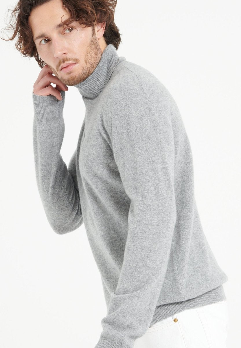 Pull col roulé homme en cachemire gris clair - LUKE 3