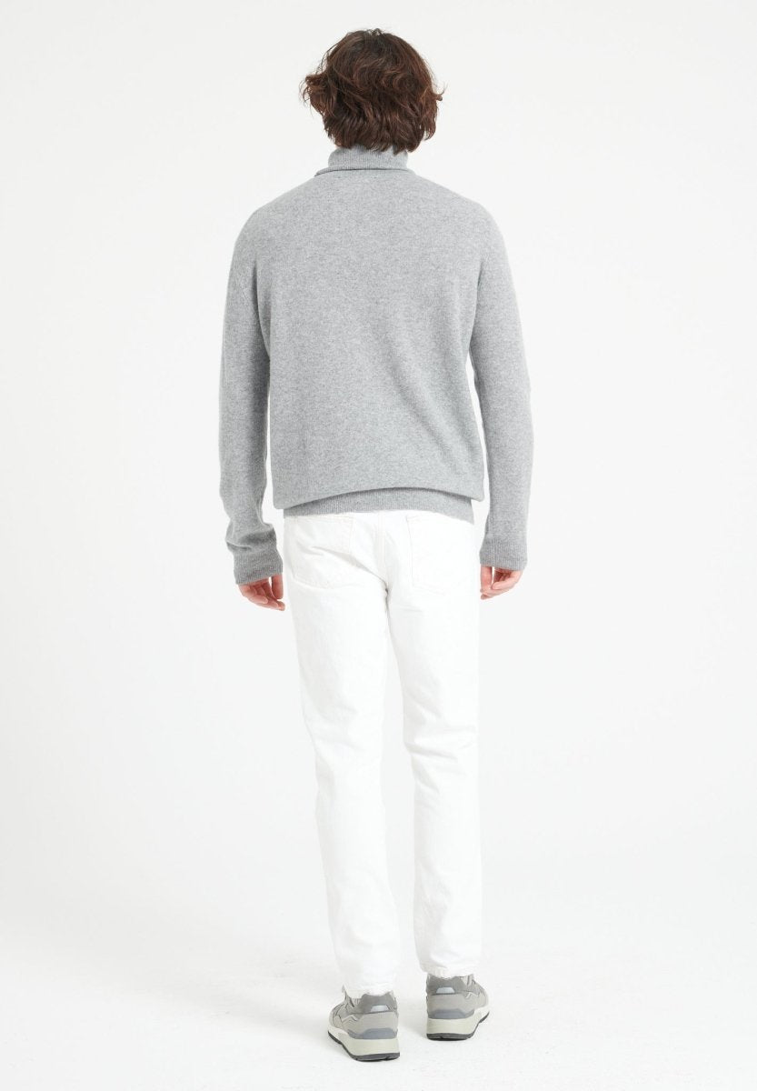 Pull col roulé homme en cachemire gris clair - LUKE 3