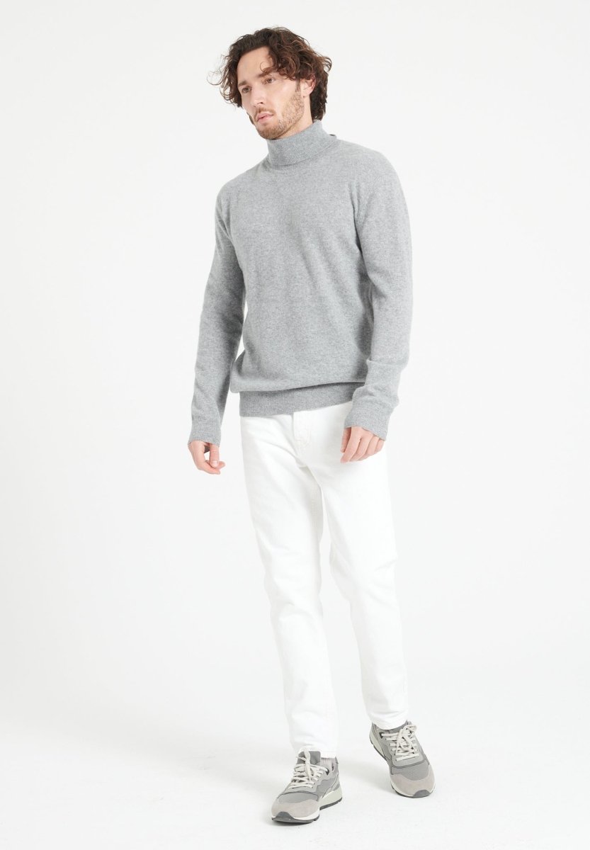 Pull col roulé homme en cachemire gris clair - LUKE 3
