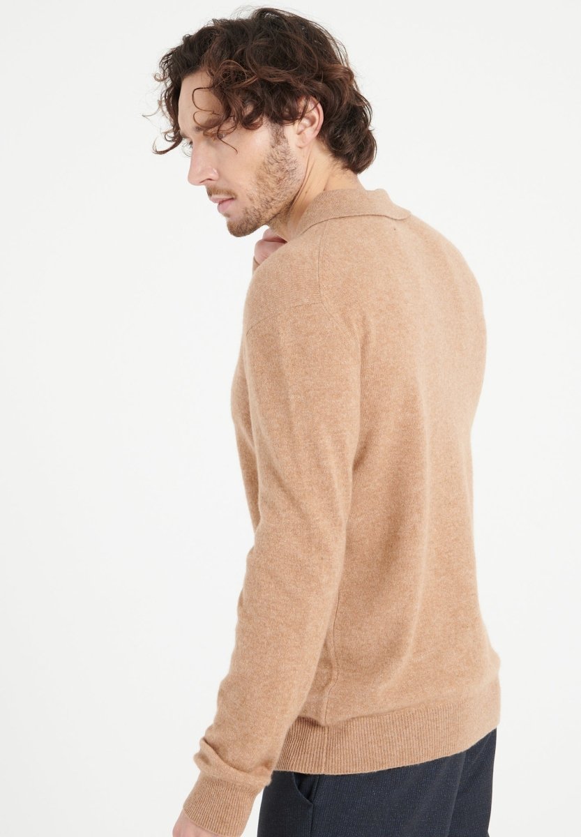 Polo manches longues homme en cachemire camel - LUKE 5