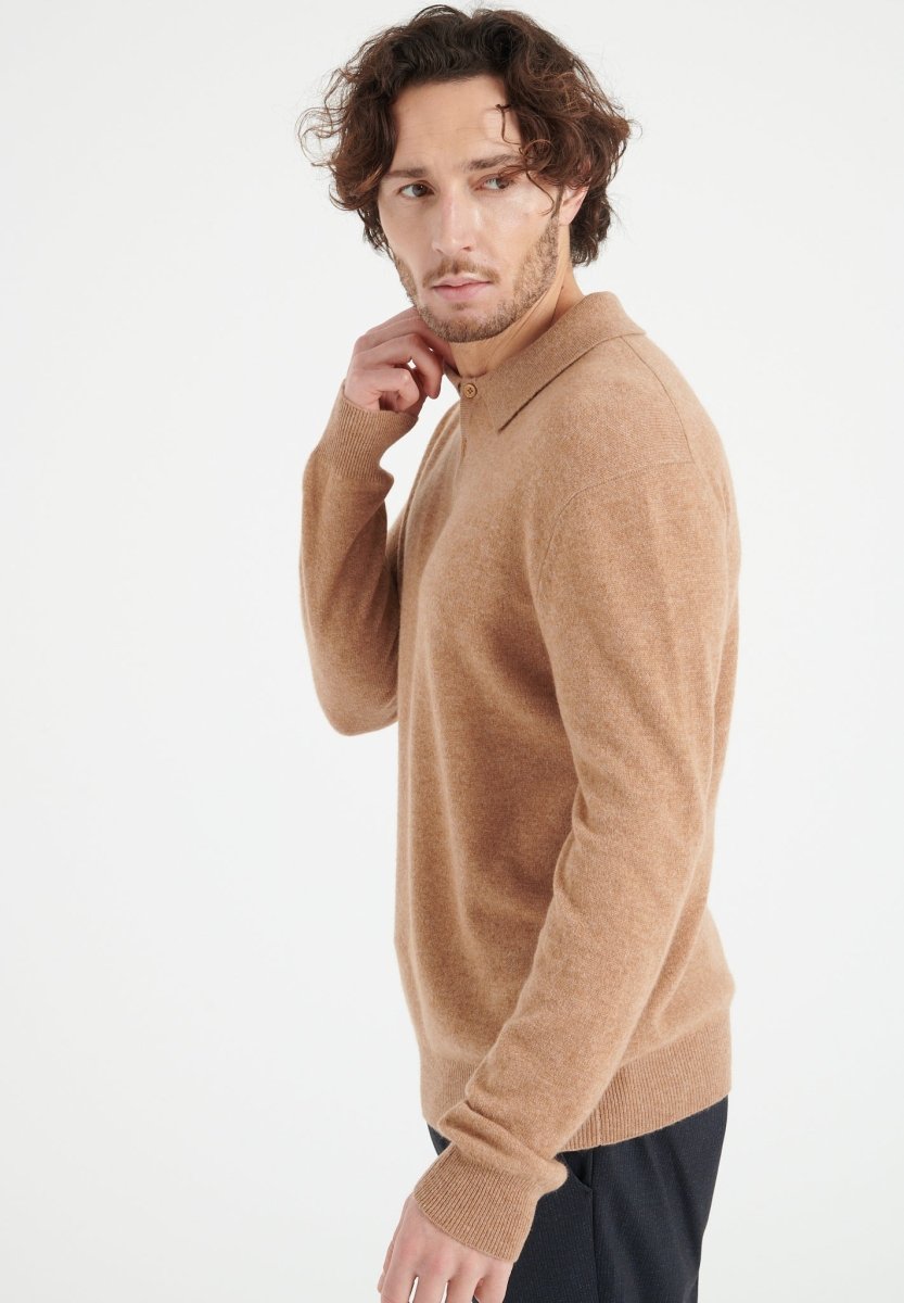 Polo manches longues homme en cachemire camel - LUKE 5