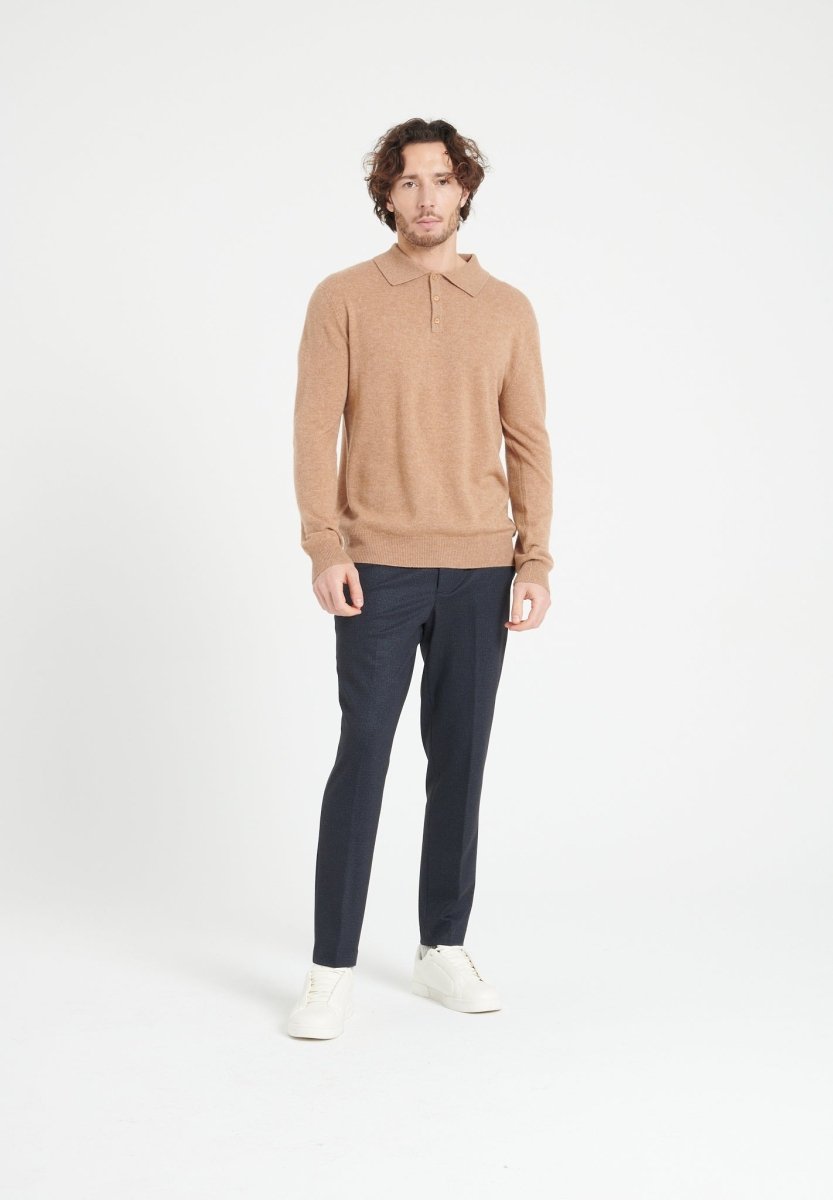 Polo manches longues homme en cachemire camel - LUKE 5