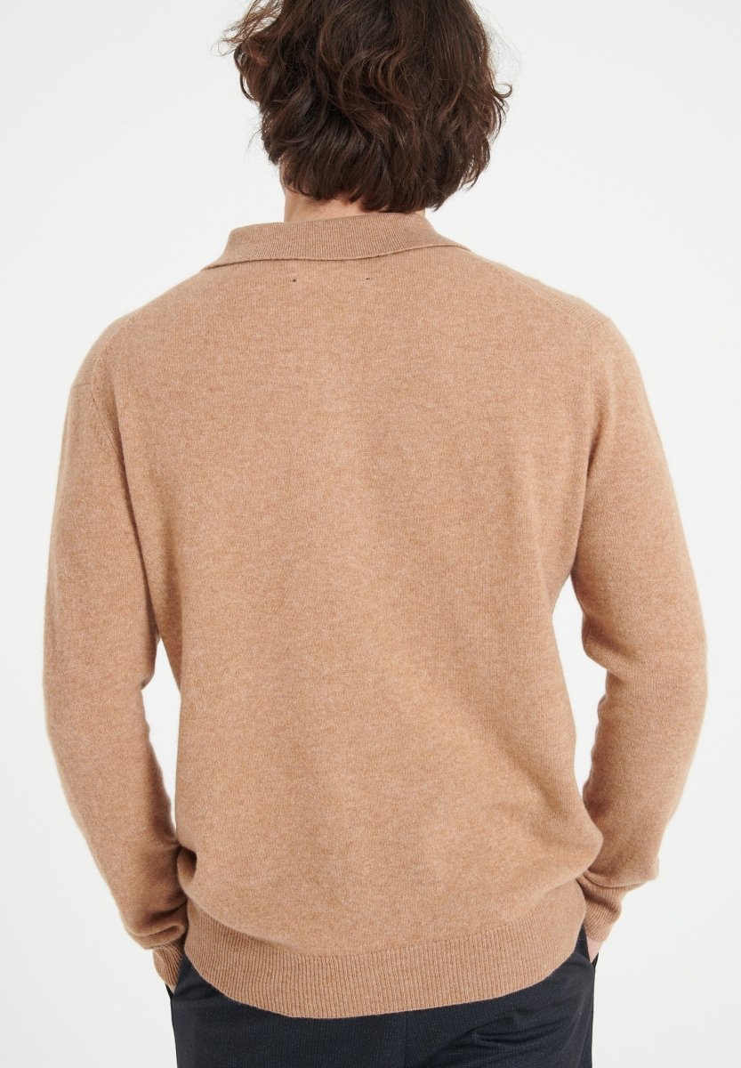Polo manches longues homme en cachemire camel - LUKE 5