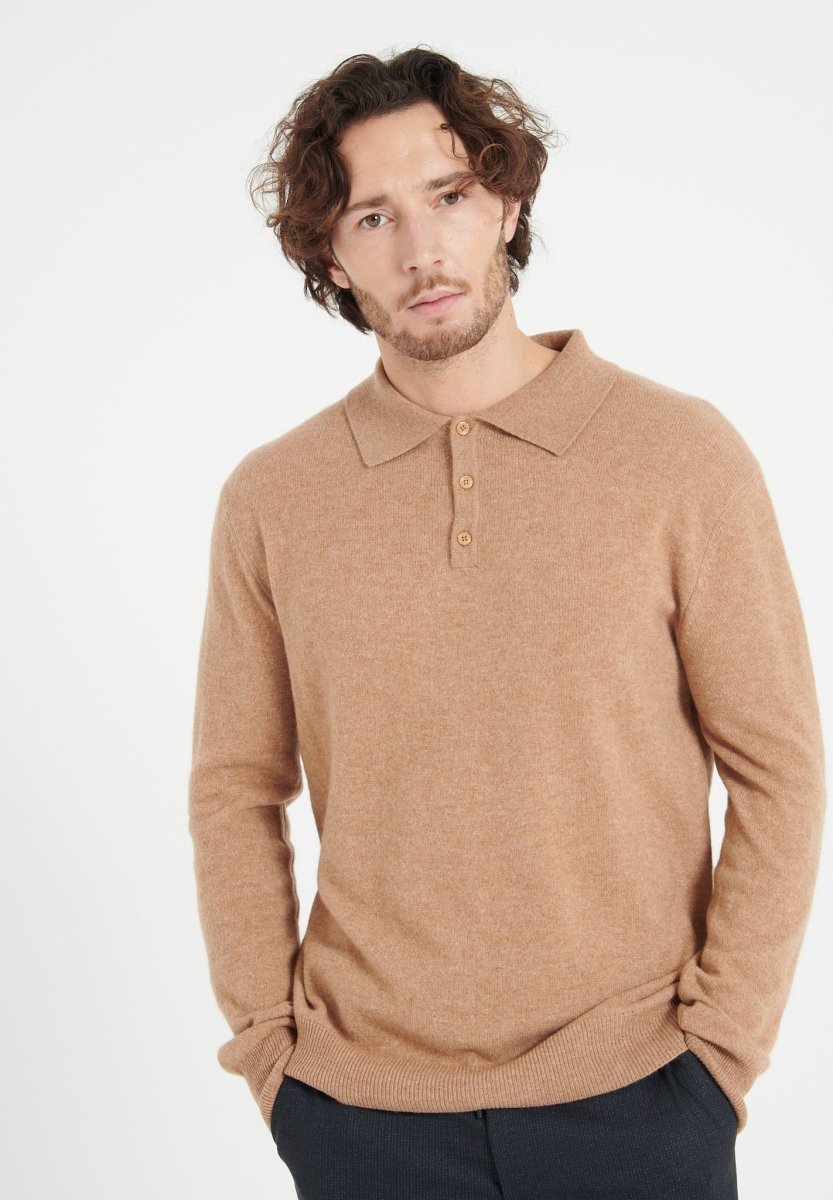 Polo manches longues homme en cachemire camel - LUKE 5