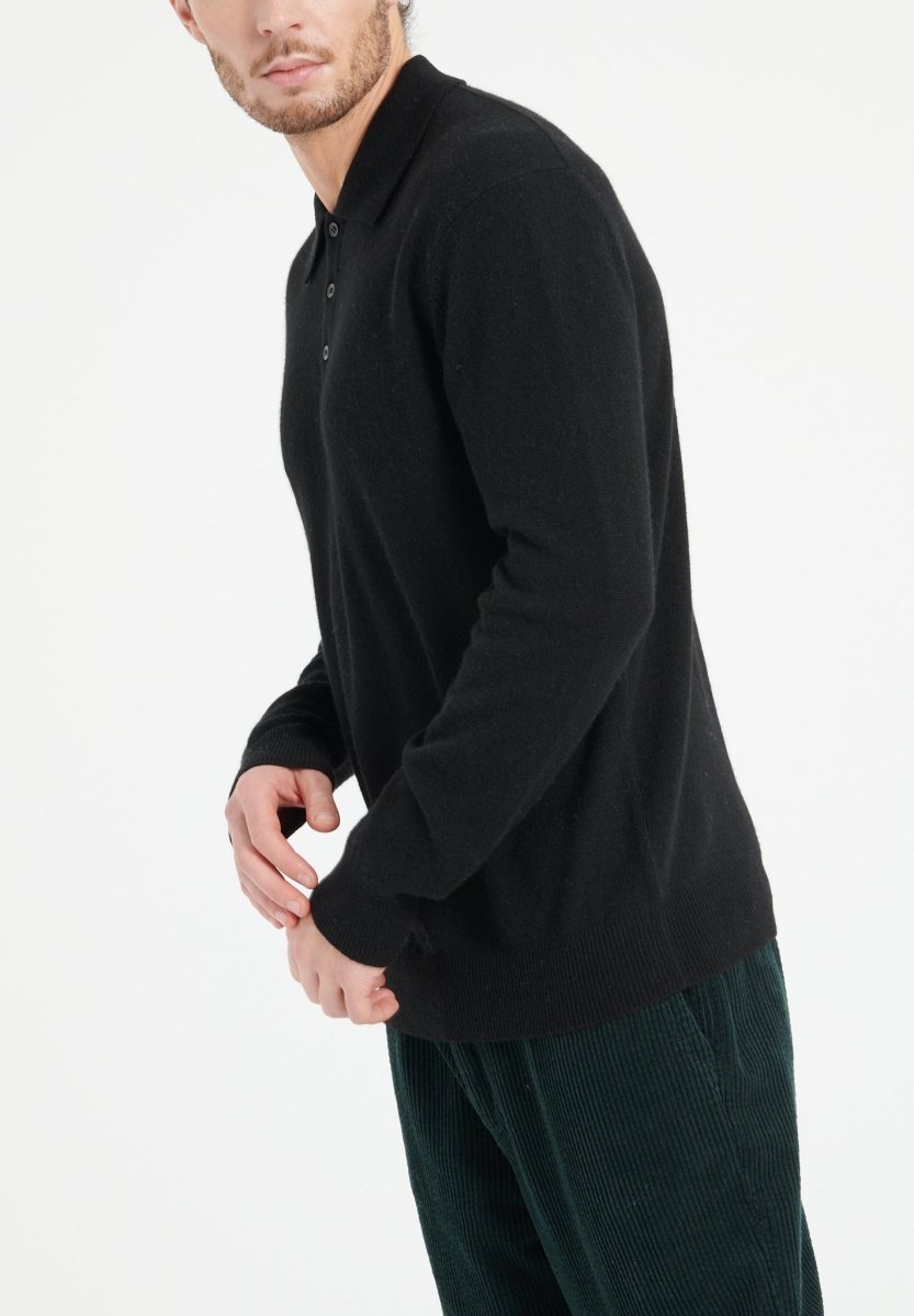 Polo manches longues homme en cachemire noir - LUKE 5