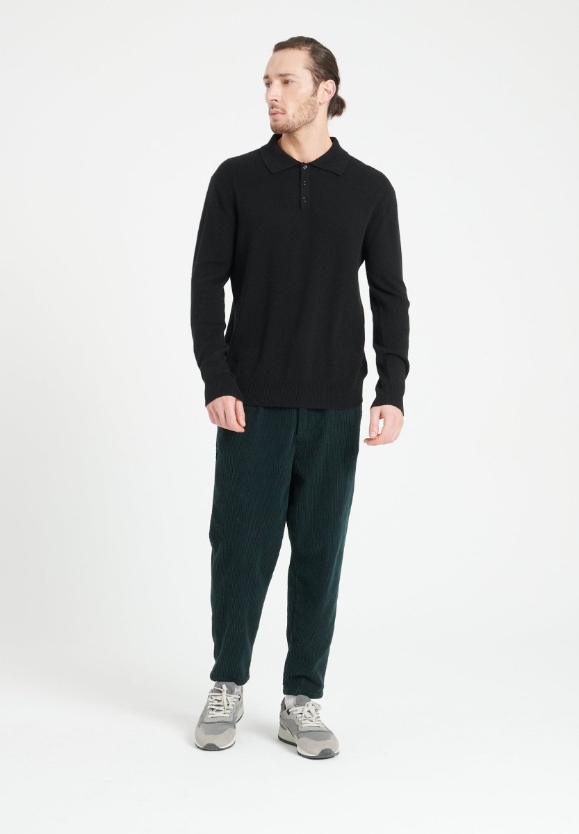 Polo manches longues homme en cachemire noir - LUKE 5