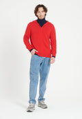 Sweat à capuche zippé homme en cachemire rouge - LUKE 6