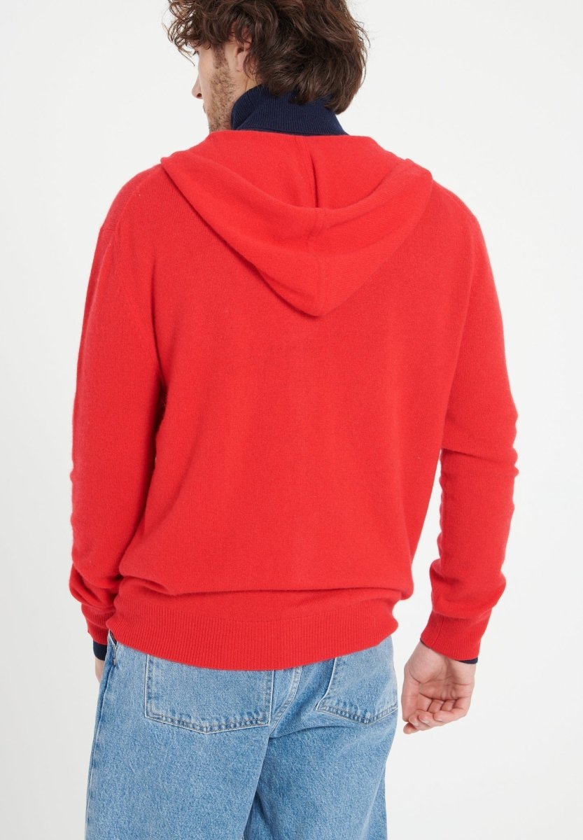 Sweat à capuche zippé homme en cachemire rouge - LUKE 6