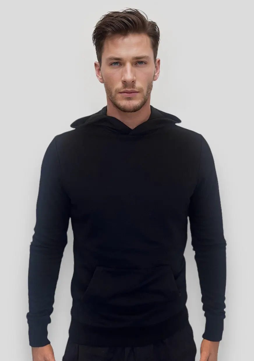Sweat à capuche en coton bio noir – Made in France