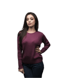 Pull col rond côtelé femme en laine mérinos – modèle fin – Lanaioli