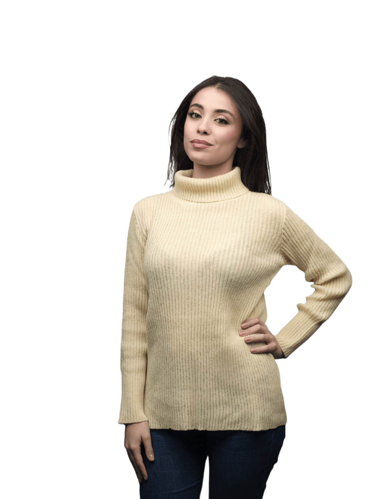 Pull col montant femme en laine mérinos maille chaînette – Lanaioli