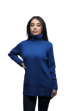 Pull col montant femme en laine mérinos maille chaînette – Lanaioli