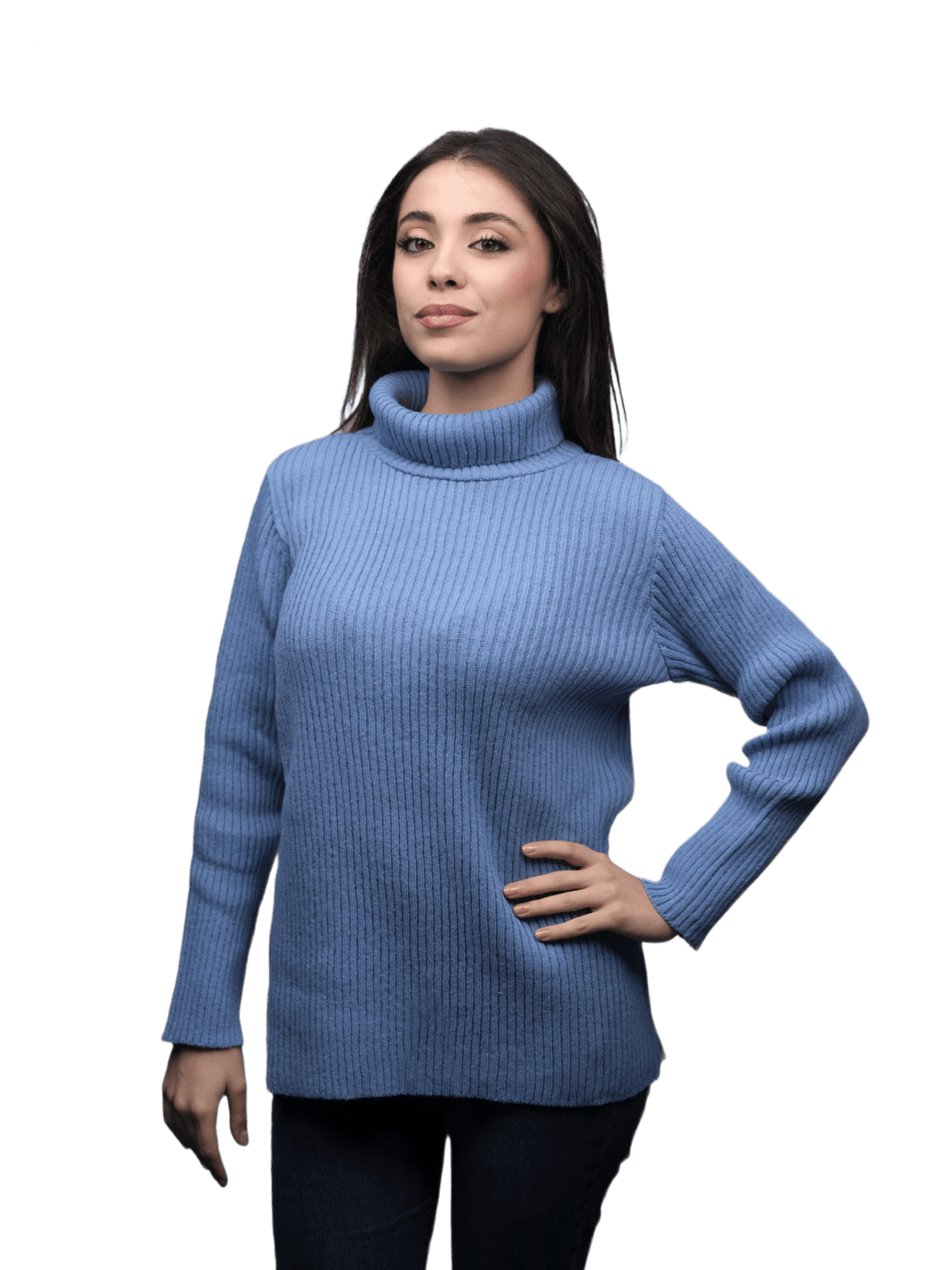 Pull col montant femme en laine mérinos maille chaînette – Lanaioli