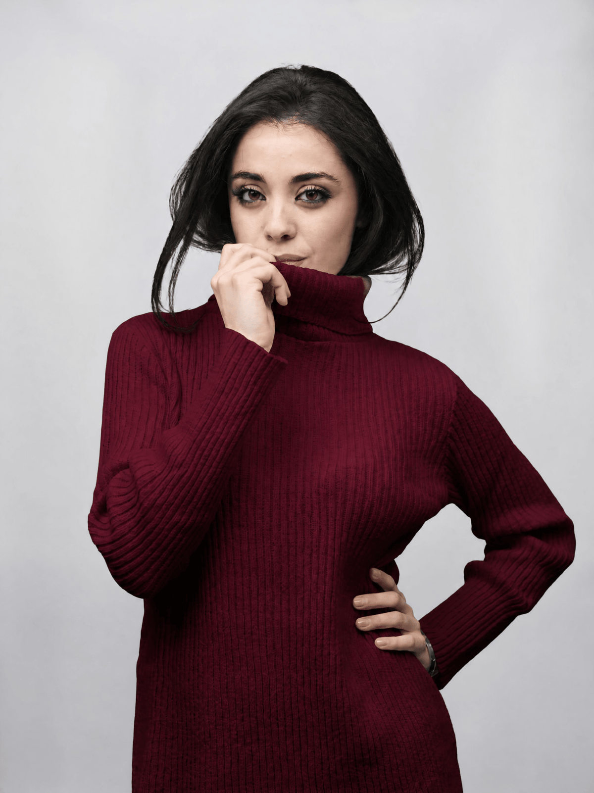 Pull col montant femme en laine mérinos maille chaînette – Lanaioli