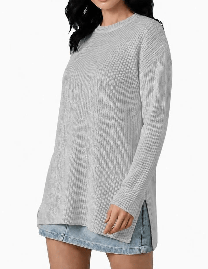 Pull oversize col rond côtelé femme en cachemire recyclé – Lanaioli