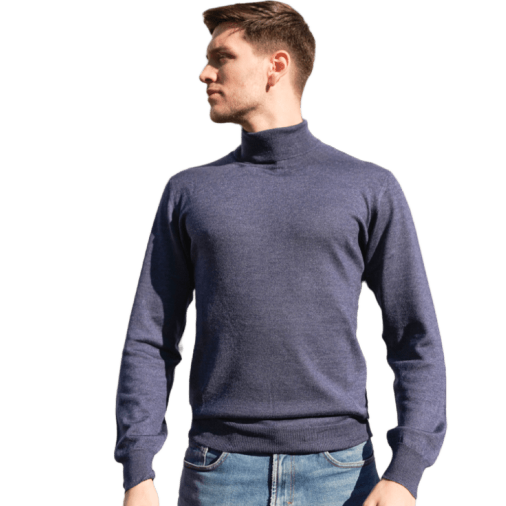 Pull col roulé homme en cachemire, soie et laine mérinos – Lanaioli