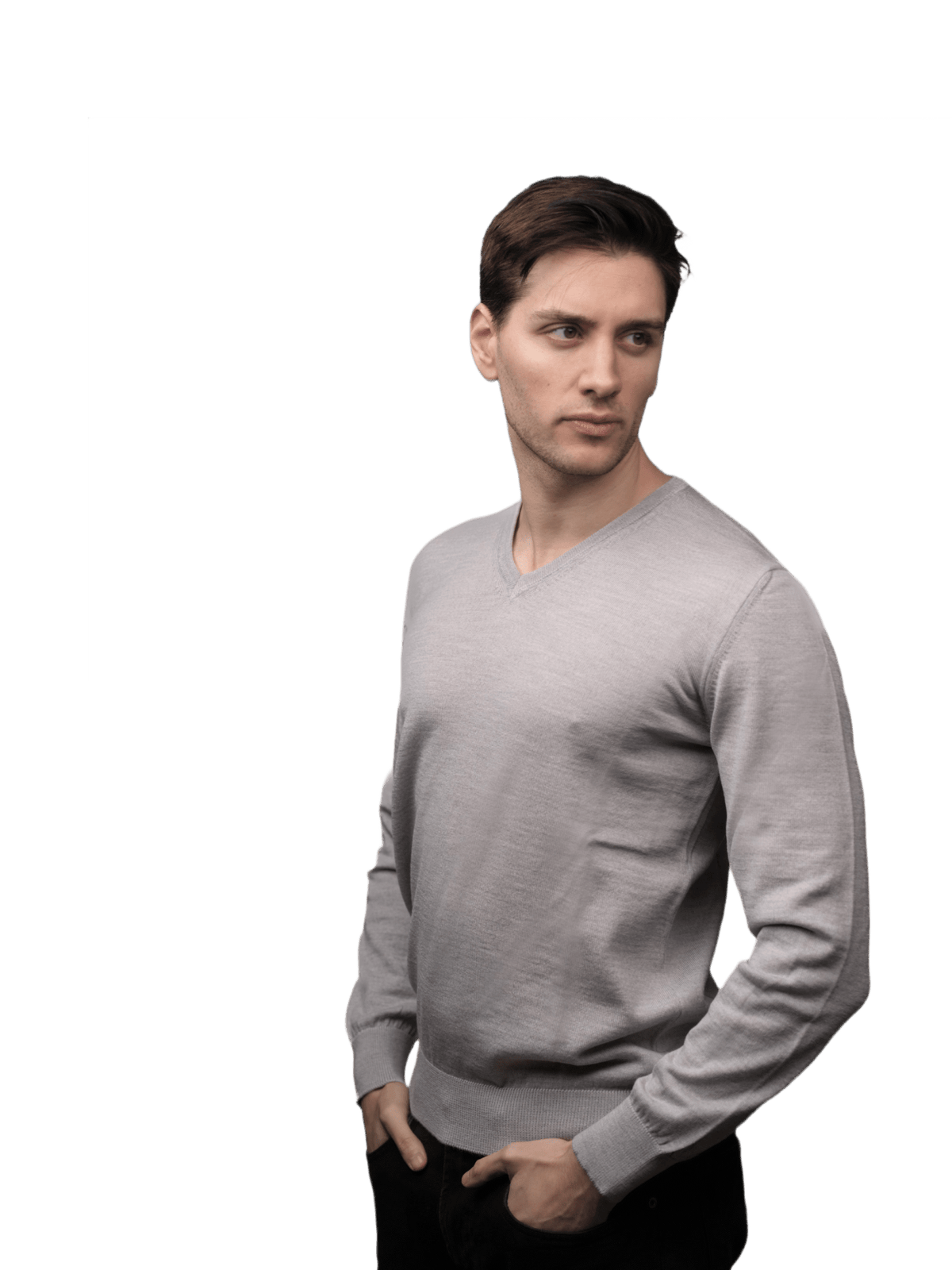 Pull col V homme en laine mérinos extrafine – Lanaioli