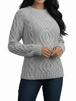 Pull col rond femme point irlandais en cachemire régénéré – Lanaioli