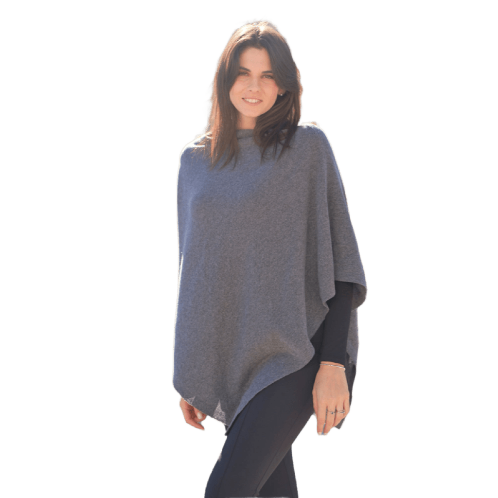 Women's asymmetrical cape in extra-fine merino wool, cashmere and silk