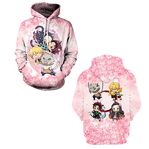 Demon Slayer Pink Chibi Tanjiro Team Hoodie-2