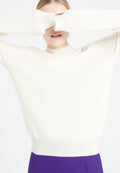 Pull col montant femme en cachemire blanc écru - MIA 1