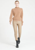 Pull col montant femme en cachemire camel - MIA 1