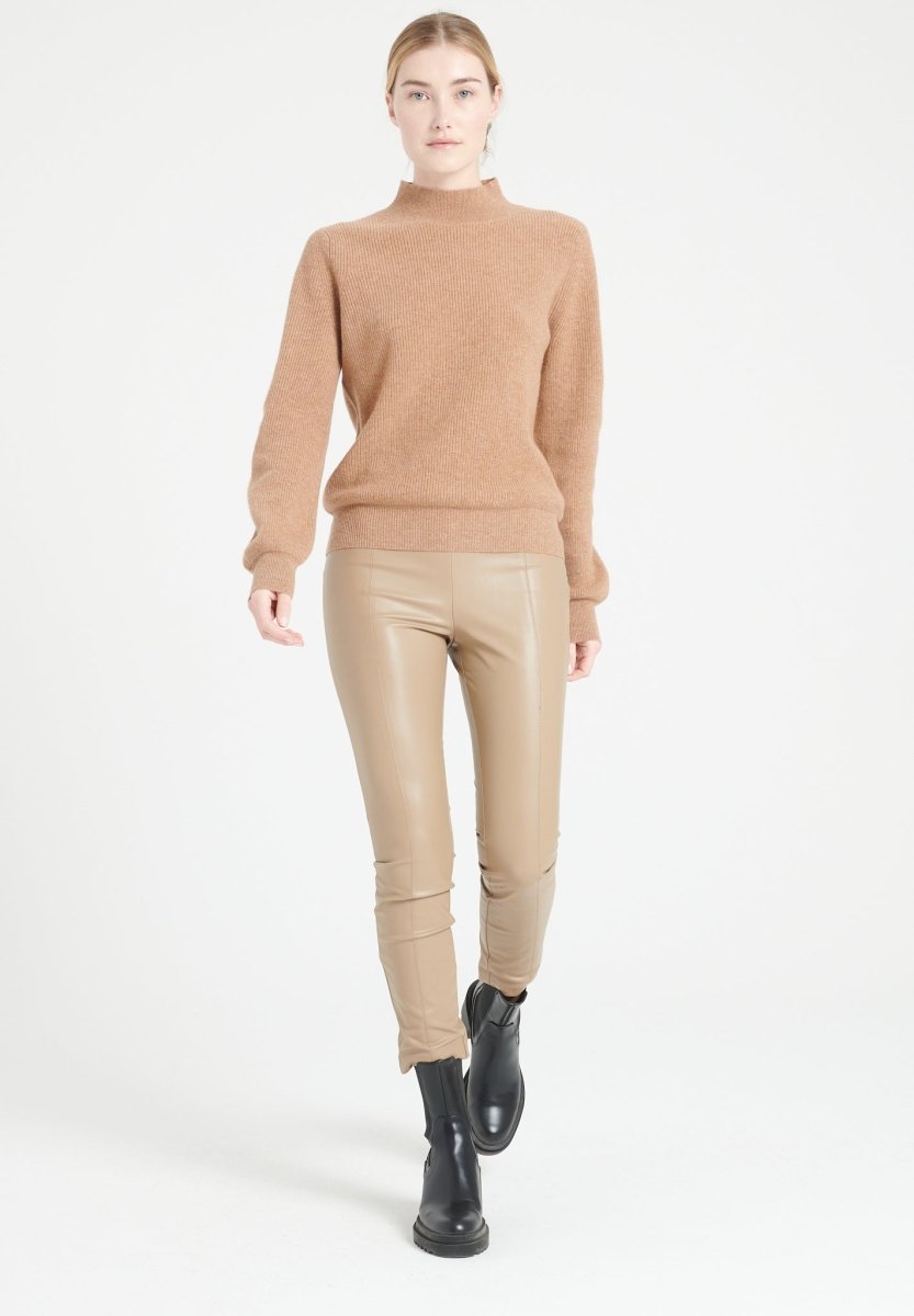 Pull col montant femme en cachemire camel - MIA 1