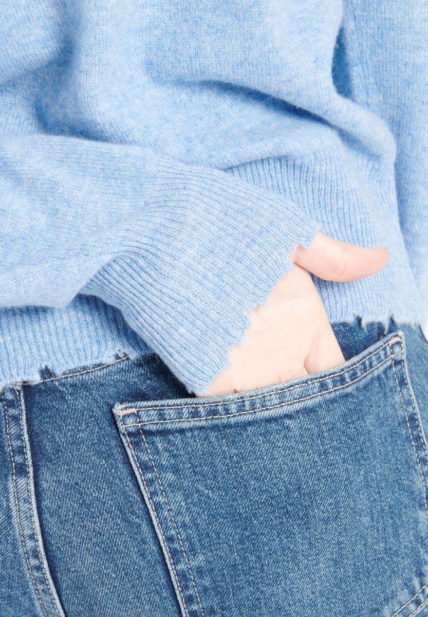 Sweat à capuche femme en cachemire bleu ciel - MIA 16