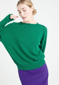 Pull col rond femme en cachemire vert émeraude - MIA 17