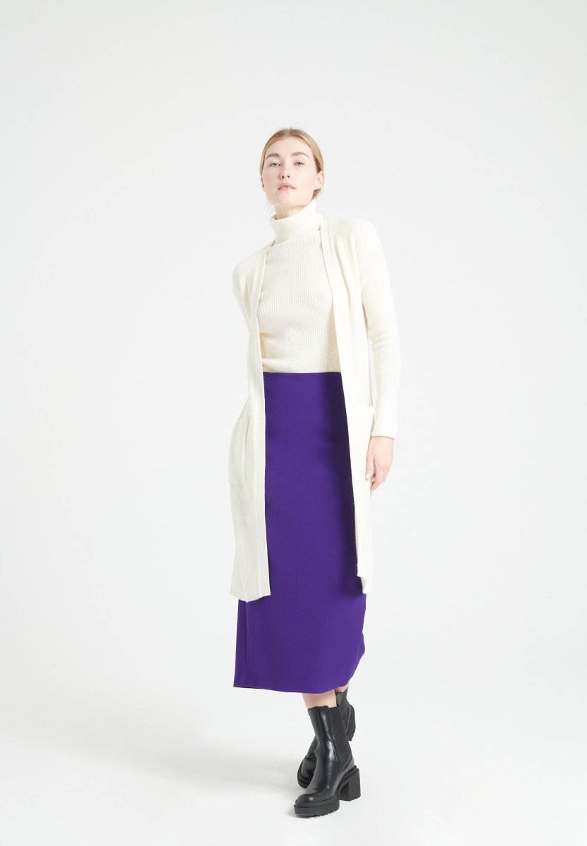 Gilet long sans manches femme en cachemire blanc écru - MIA 6