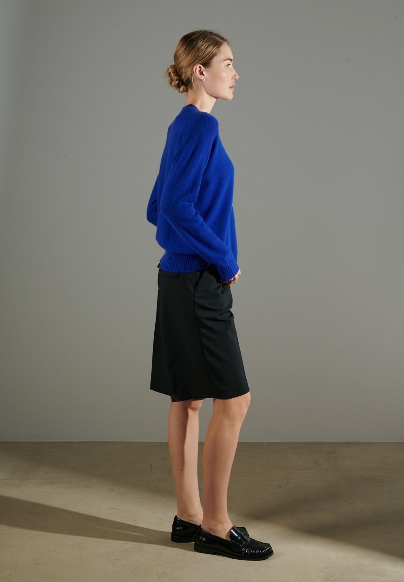 Pull col rond femme en cachemire bleu pétrole & broderie - NAMI 9