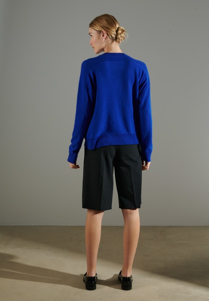 Pull col rond femme en cachemire bleu pétrole & broderie - NAMI 9
