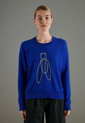 Pull col rond femme en cachemire bleu pétrole & broderie - NAMI 9