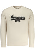 PEPE JEANS MEN'S BEIGE ZIP-UP SWEATSHIRT