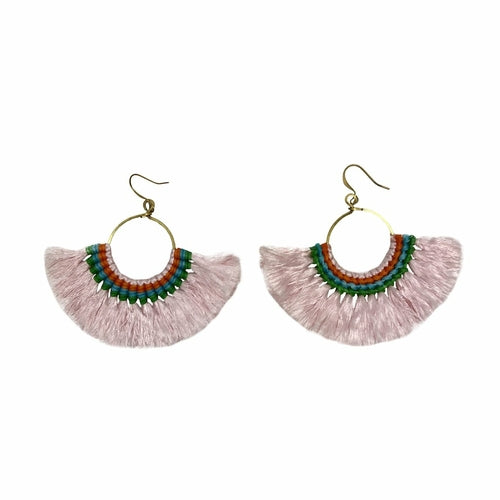 Boucles d'oreilles éventail à pompons