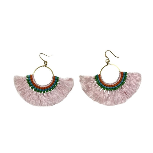 Boucles d'oreilles éventail à pompons