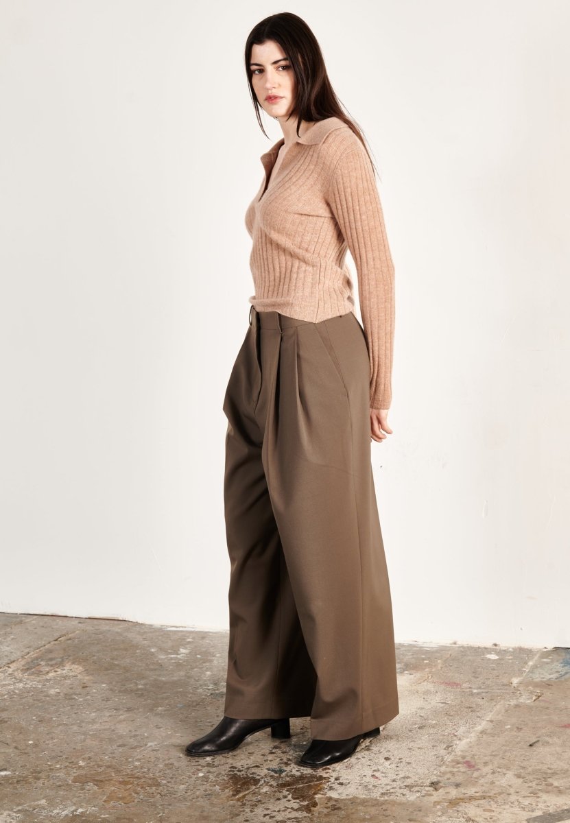 Polo manches longues femme en cachemire camel - HANA 11